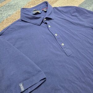 Polo Golf Ralph Lauren Stretch Lisle Navy Blue Cotton Polo Shirt Men’s Large